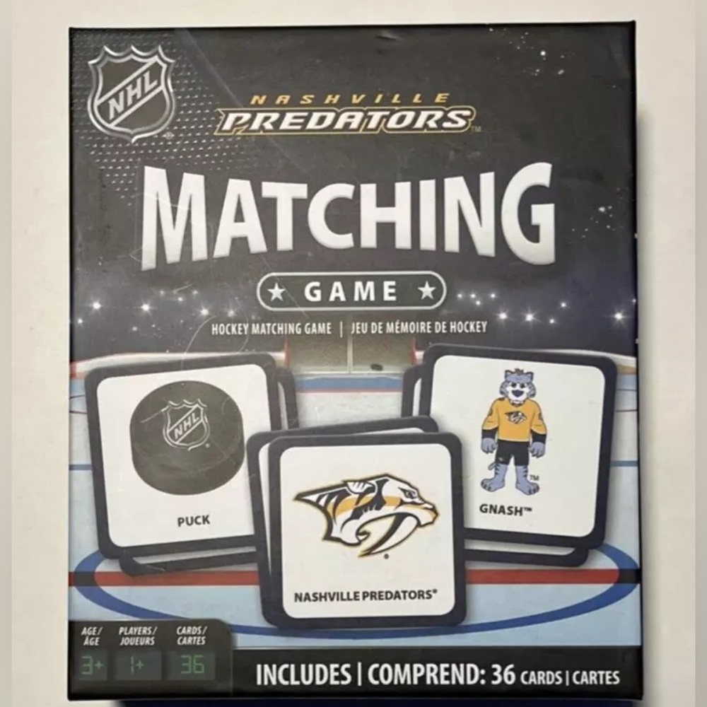 NHL Nashville Predators Matching Game-36 Cards-Ages3+ NEW